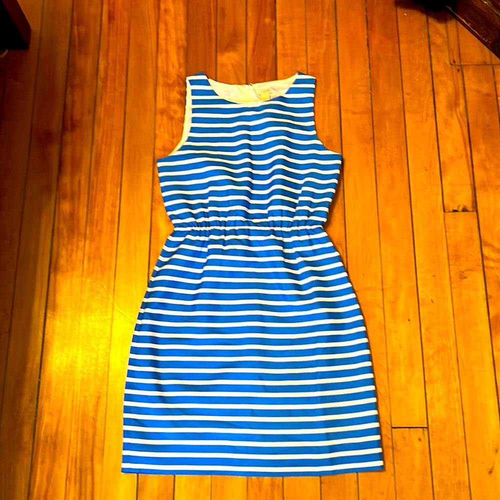 I.Crew, size 2, blue and white stripped dress